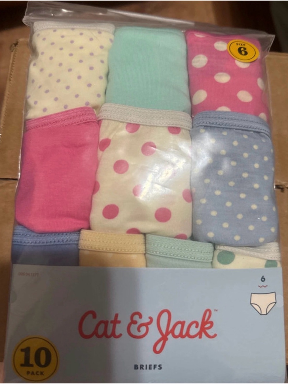Cat & Jack Girls Polka Dot & Solid Briefs - Pink, Light Blue, Mint, Cream
